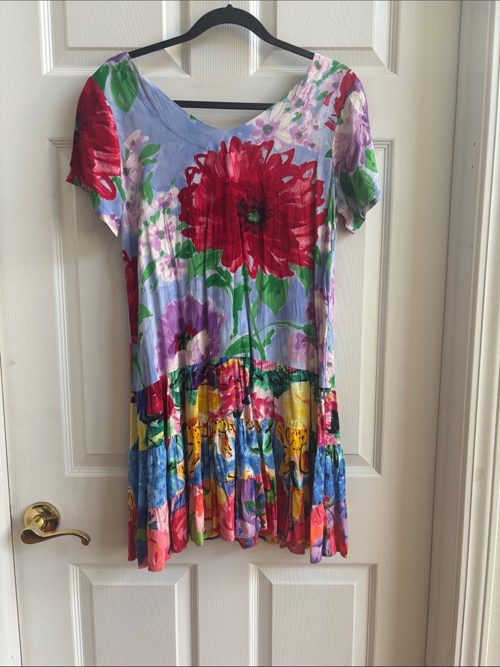 Girls Floral Tiered Dress and Matching Shawl in Lavender and Red